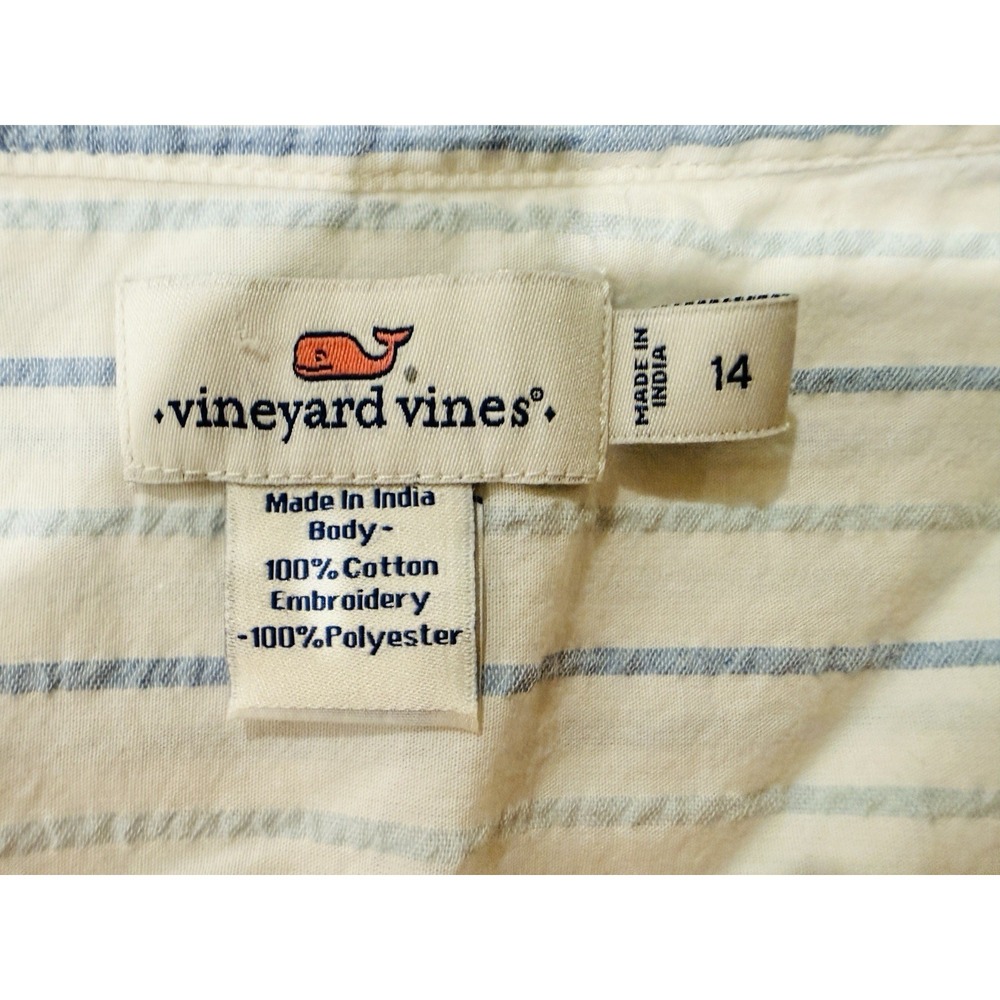Vineyard Vines Women Tunic Top 14 Seersucker Embroidered Blue Stripe #2W2026‎ - Picture 9 of 10